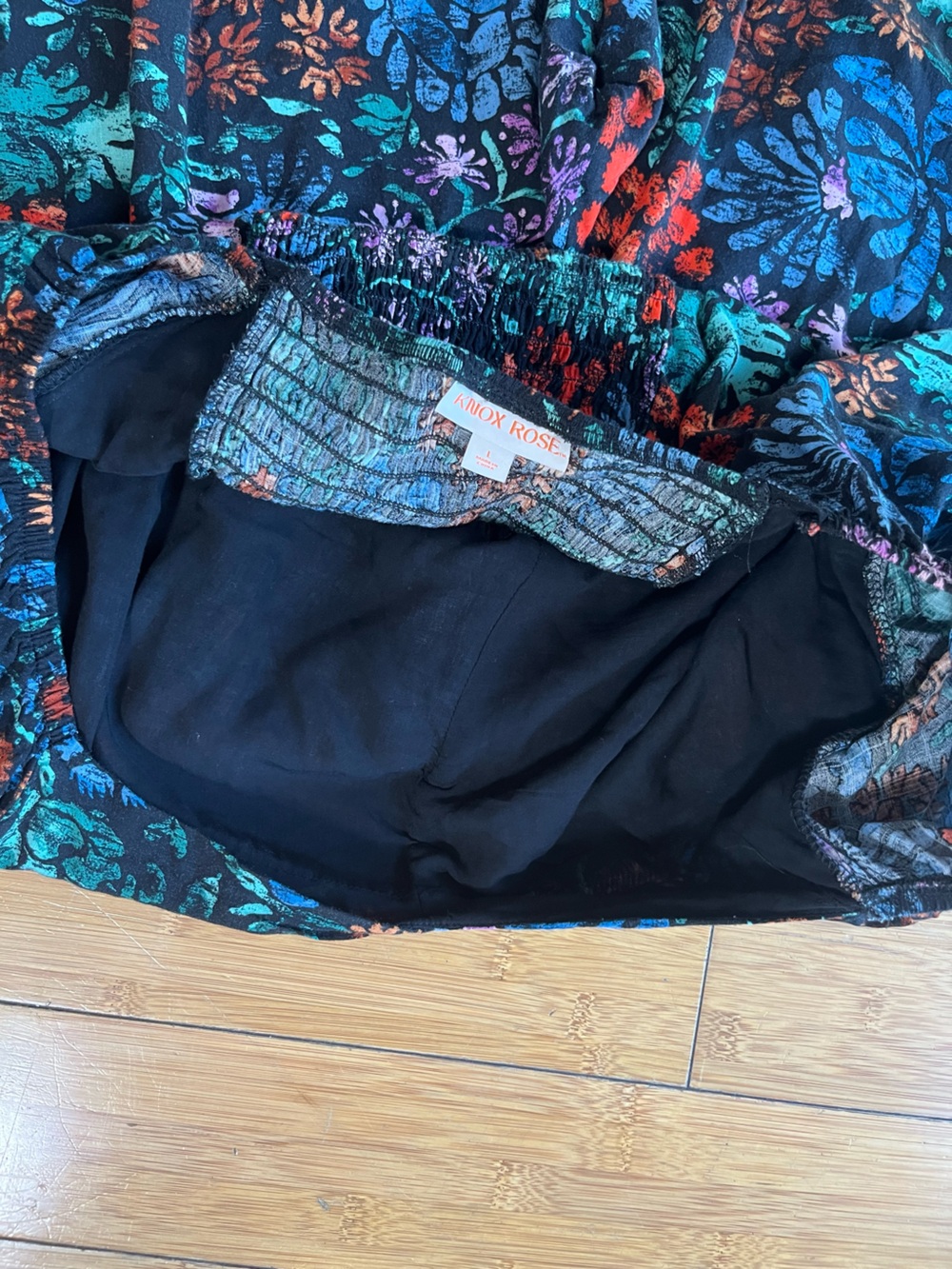 Knox Rose Black Botanical Print Boho 100% Rayon Wide-Leg Jumpsuit - Picture 13 of 15